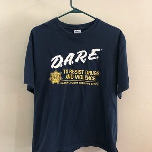 DARE navy blue Gildan tee - size large.
